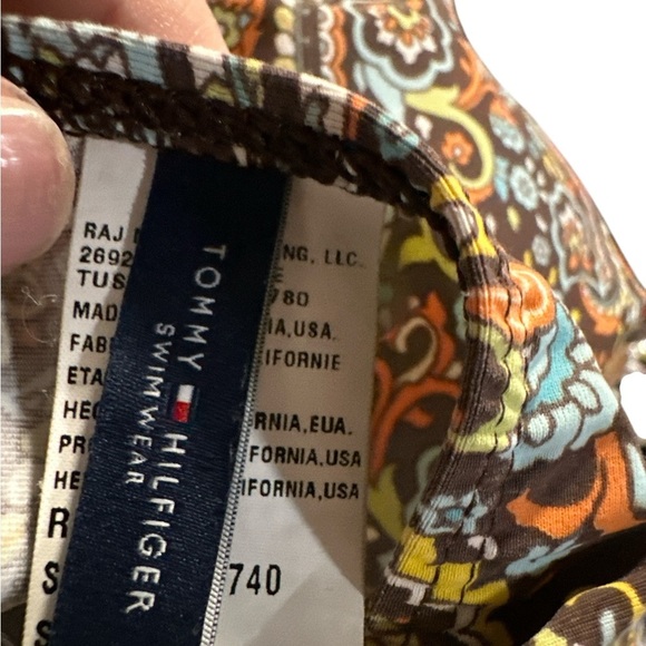 Tommy Hilfiger Brown and Blue Paisley Swim Top - Picture 8 of 9